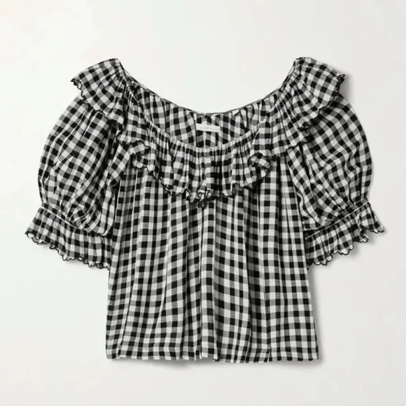 Doen Samara Ruffled Gingham Voile Blouse - Picture 3 of 11